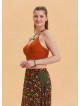 Green Casual Skirt with Elastic Waist and Tie Detail 4521